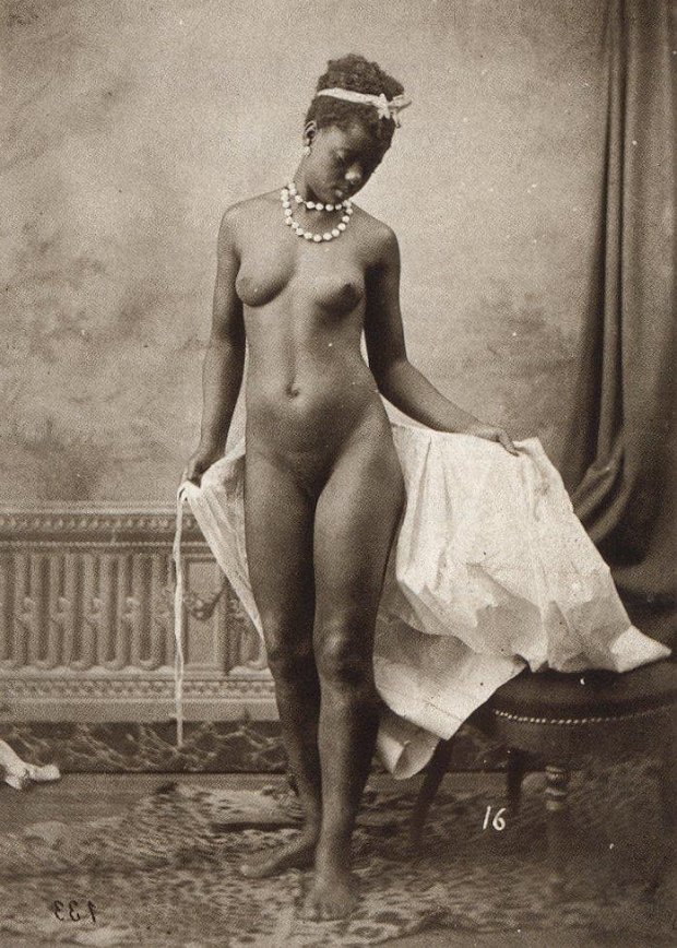 Beautiful Antique Victorian Nude Ebony Black