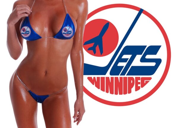 Hot Winnipeg Jets NHL vintage logo bikini babe with a nice body